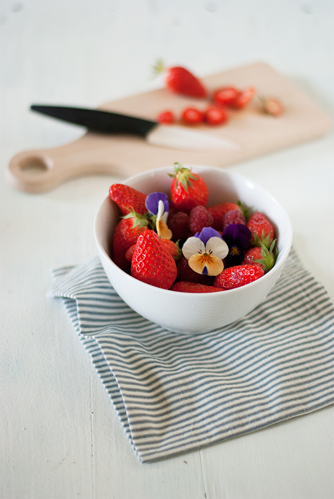 Edible flowers and strawberries